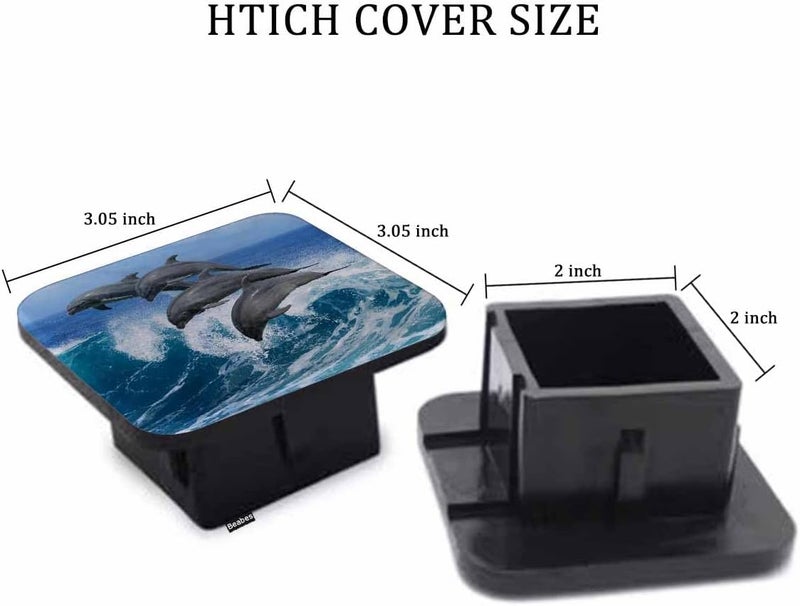 Beabes Dolphin Trailer Hitch Covers for Trucks, Ocean Sea Wildlife Dolphins Jumping Rubber Tow Plug Insert Receiver Tube Cap for Men Women, 2 Inch Hitch Cover - Image 2